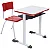 Conjunto Escolar Individual Retangular Tampo de MDF Vermelho – JUVENIL (06 a 10 anos) – 77607 - Casa das Cadeiras Goiânia - Imagem 1