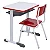 Conjunto Escolar Individual Retangular Tampo de MDF Vermelho – JUVENIL (06 a 10 anos) – 77607 - Casa das Cadeiras Goiânia - Imagem 2