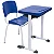 Conjunto Escolar Individual Retangular Plástico Azul – ADULTO – 77707 - Casa das Cadeiras Goiânia - Imagem 1