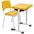 Conjunto Escolar Individual Retangular Plástico Amarelo – ADULTO – 77717 - Casa das Cadeiras Goiânia - Imagem 1