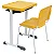 Conjunto Escolar Individual Retangular Plástico Amarelo – ADULTO – 77717 - Casa das Cadeiras Goiânia - Imagem 2