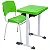 Conjunto Escolar Individual Retangular Plástico Verde Limão – ADULTO – 77727 - Casa das Cadeiras Goiânia - Imagem 1