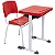 Conjunto Escolar Individual Retangular Plástico Vermelho – ADULTO – 77737 - Casa das Cadeiras Goiânia - Imagem 1