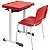 Conjunto Escolar Individual Retangular Plástico Vermelho – ADULTO – 77737 - Casa das Cadeiras Goiânia - Imagem 2