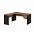 Mesa de Escritório em "L" (1,50x0,60) Com Gavetas + Mesa Auxiliar (0,90x0,45) Nogal/Preto - 48766 - Casa das Cadeiras Goiânia - Imagem 1