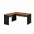 Mesa de Escritório em "L" (1,70x0,70) Sem Gavetas + Mesa Auxiliar (0,90x0,45) Nogal/Preto - 49765 - Casa das Cadeiras Goiânia - Imagem 1