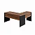 Mesa de Escritório em "L" (1,70x0,70) Com Gavetas + Mesa Auxiliar (0,90x0,45) Nogal/Preto - 48767 - Casa das Cadeiras Goiânia - Imagem 2