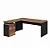 Mesa de Escritório em "L"  (1,50x0,60) + Mesa Auxiliar com Gaveteiro (0,90x0,45) Nogal/Preto - 49768 - Casa das Cadeiras Goiânia - Imagem 1