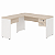 Mesa de Escritório em "L" Com Gavetas (1,70x0,70) + Mesa Auxiliar (0,90x0,45) Fresno/Branco - 58767 - Casa das Cadeiras Goiânia - Imagem 1