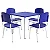 Conjunto Coletivo Escolar Quadrado Azul com Mesa Quadrada + 4 Cadeiras – ADULTO – 76603 - Casa das Cadeiras Goiânia - Imagem 1