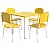 Conjunto Coletivo Escolar Quadrado Amarelo com Mesa Quadrada + 4 Cadeiras – ADULTO – 76604 - Casa das Cadeiras Goiânia - Imagem 1