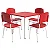 Conjunto Coletivo Escolar Quadrado Vermelho com Mesa Quadrada + 4 Cadeiras – ADULTO – 76605 - Casa das Cadeiras Goiânia - Imagem 1