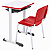 Conjunto Escolar Individual Retangular Tampo de MDF Vermelho – ADULTO – 77677 - Casa das Cadeiras Goiânia - Imagem 2