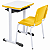 Conjunto Escolar Individual Retangular Tampo de MDF Amarelo – ADULTO – 77687 - Casa das Cadeiras Goiânia - Imagem 2