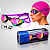 Kit Óculos Natação Espelhado Profissional + Touca Tecido Pink Uv - Imagem 1