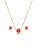 CONJUNTO REDONDO CRAVEJADO RUBI | BANHADO A OURO - Imagem 2