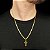 Cordão Italiano PIASTRINE 3mm Banhado a OURO 18K + Crucifixo Vitoriano - Imagem 1