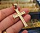Cordão 8mm Friso "S" Banhado a Ouro 18K com Pingente Crucifixo - Imagem 5
