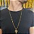 Cordão Tijolinho 70cm Banhado a Ouro 18K + Pingente Cruz Vazada - Imagem 3