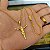 Cordão 2mm com fecho gaveta e trava Banhado a Ouro 18K + Crucifixo Jesus - Imagem 3