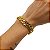Cordão e Pulseira Feminina 13mm Elos Duplos Banhado a Ouro 18K + Pingente Letra - Imagem 5