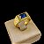 Anel Pedra Azul Cravejado (Estilo Formatura) Banhado a Ouro 18K - Imagem 1