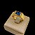 Anel Pedra Azul Cravejado (Estilo Formatura) Banhado a Ouro 18K - Imagem 2
