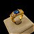 Anel Italiano Pedra Azul Cravejado Banhado a Ouro 18K - Imagem 1