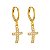 Par de Brincos Masculinos Argola e Cruz Cravejadas Banhado a Ouro 18K - Imagem 1