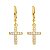 Par de Brincos Masculinos Argola e Cruz Cravejadas Banhado a Ouro 18K - Imagem 3