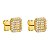 Par de Brincos Masculino Quadrado Cravejado Banhado a Ouro 18K - Imagem 1