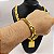 Cordão e Pulseira 13mm Grummet Elos Duplos Banhado a Ouro 18K + Pingente Letra - Imagem 2
