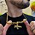 Cordão Masculino 10mm Banhado a Ouro Fecho Marcação 18K + Pingente Fuzil Cravejado - Imagem 2