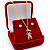 Conjunto Feminino Pingente Filho ou Filha Cravejado Banhado a Ouro 18K com Brincos - Imagem 1