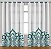 Cortina Synth 2,50x2,90m Mandala Chic Branco e Azul T - Imagem 1