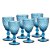 Conjunto Taças de Vidro 325ml Água Vinho Bico de Abacaxi Azul - Imagem 3