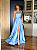 Vestido Longo Um Ombro Só com Laço e Fenda Lateral Azul Serenety - Imagem 1