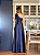 Vestido Longo Um Ombro Só com Laço e Fenda Lateral Azul Marinho - Imagem 5