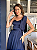 Vestido Longo Um Ombro Só com Laço e Fenda Lateral Azul Marinho - Imagem 3