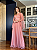 Vestido Longo Madrinha Brilho com Capa Manga Longa Rose - Imagem 3