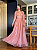 Vestido Longo Madrinha Brilho com Capa Manga Longa Rose - Imagem 1