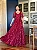 Vestido Longo Bordado Floral Com Mangas Curtas Madrinha e Mãe de Noiva Marsala - Imagem 1