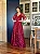 Vestido Longo Bordado Floral Com Mangas Curtas Madrinha e Mãe de Noiva Marsala - Imagem 2
