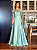 Vestido Longo Godê Ombro-A-Ombro Capa Manga Longa Verde Menta - Imagem 1