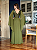 Vestido Longo  Manga Capa Saia Solta Madrinha Mãe de Noiva Verde Oliva - Imagem 8