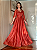 Vestido de Festa Longo Godê Brilho Capa Manga Terracota - Imagem 3