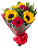 104 - Buquê de 2 rosas e 3 girassóis - Imagem 1