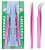 Kit 2 Pinças Aço Inoxidável Rosa Alongamento Cílios - Imagem 2