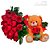 Buquê com 24 rosas vermelhas com Urso de Pelúcia - Imagem 1