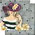 SD-0628 - SCRAP DUPLA FACE - DAMA C/CHAPÉU ROXO FUNDO CINZA - Imagem 1